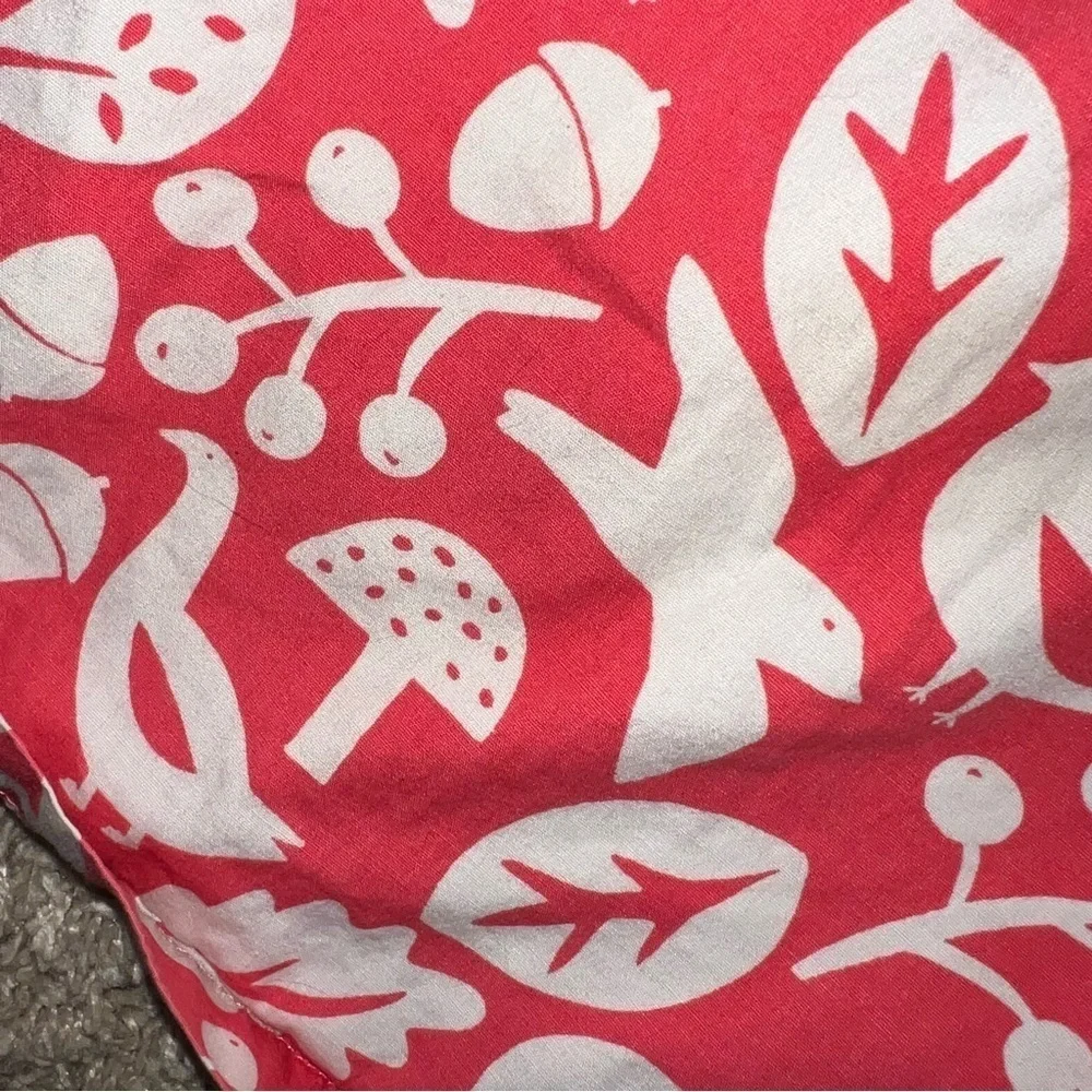 Boden Mini Boden Orange  Lined Dress With Birds Trees Mushrooms Size 2-3 Years